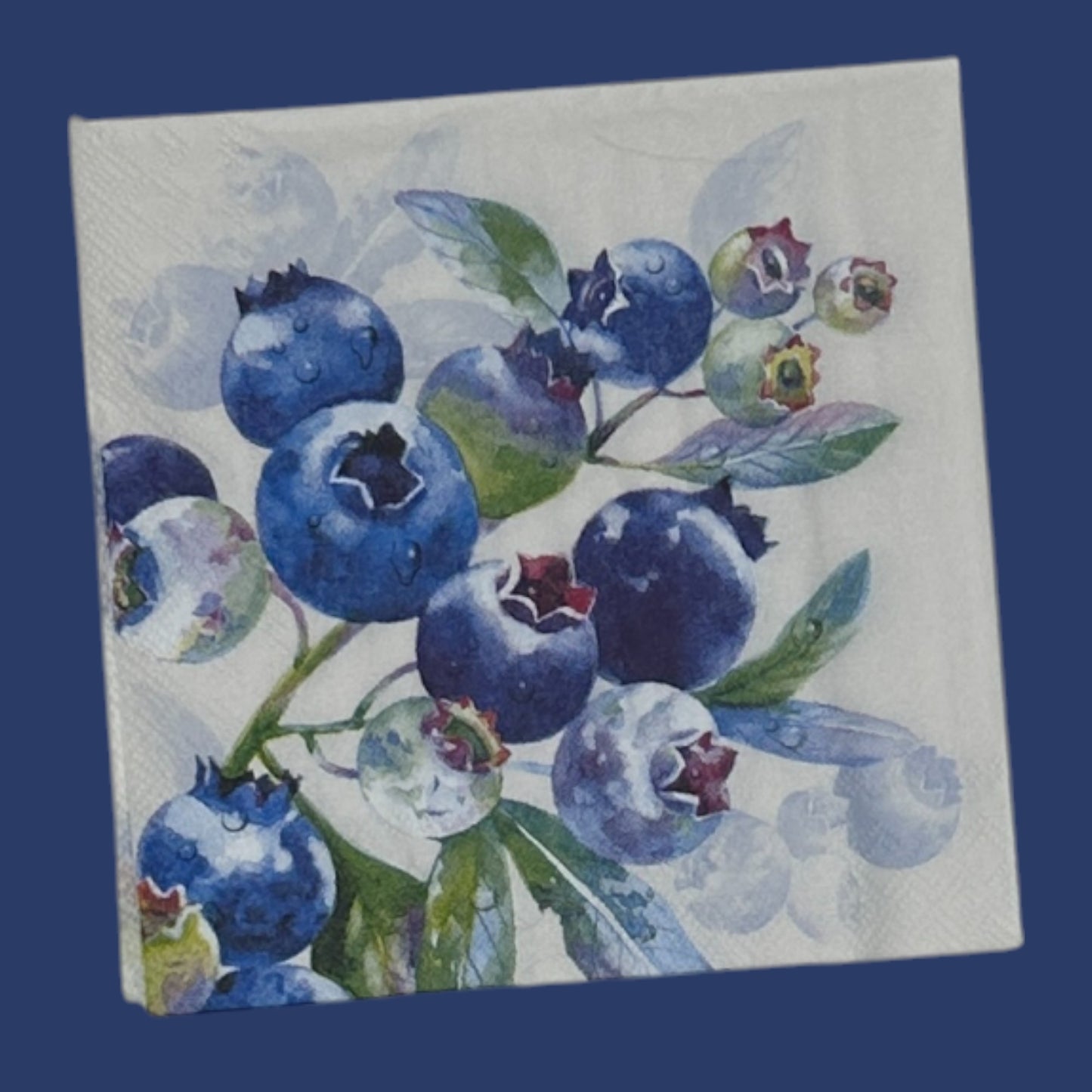 Blueberry Decoupage Napkins: Fruit Cocktail Design, Set of 2