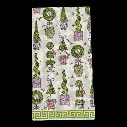 Rosanne Beck Purple and Green Topiaries Guest Decoupage Napkins – 8.5” x 4.5” (Set of 2)