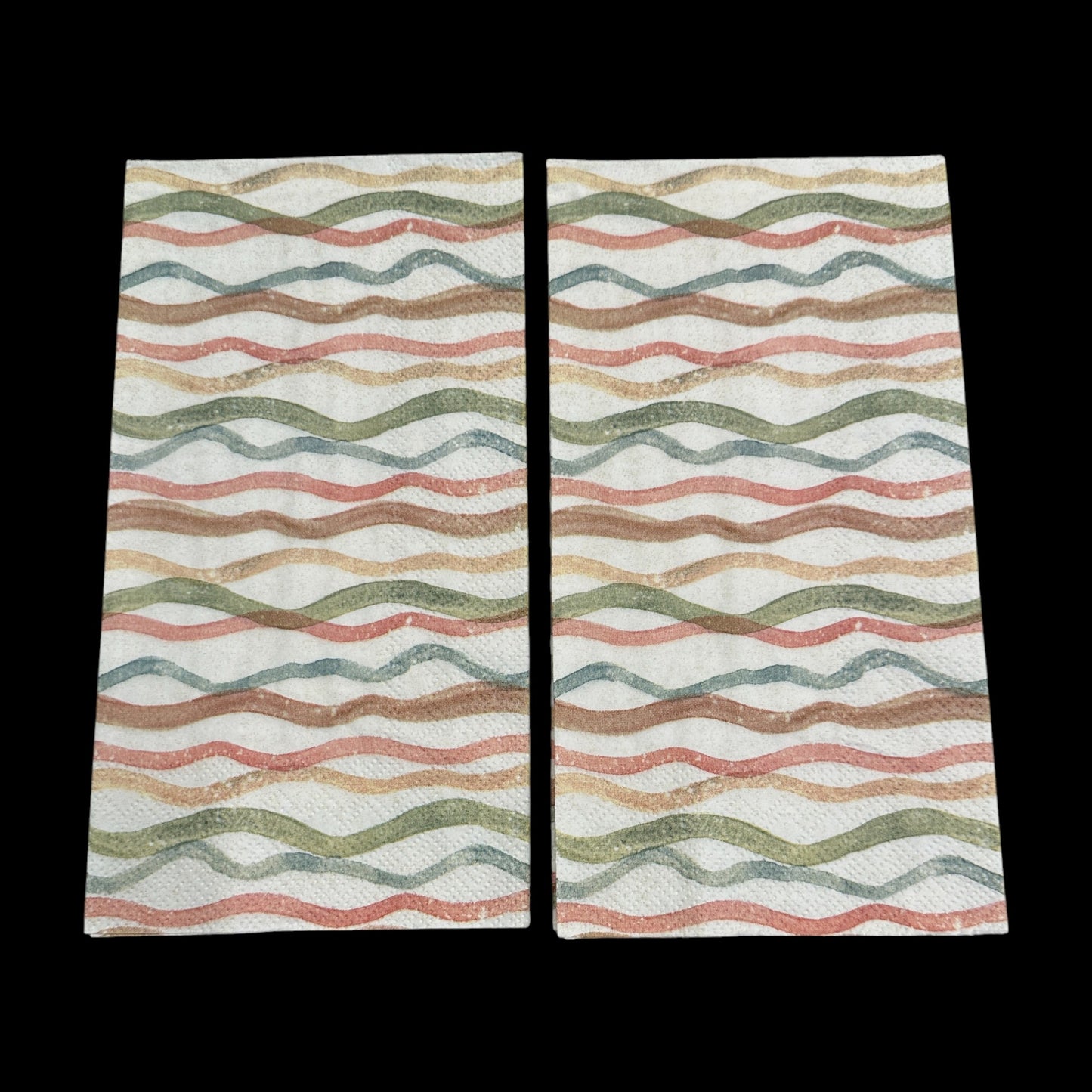 Watercolor Coast Waves Peach Guest Size Decoupage Napkin – Coastal Striped Paper for Beach Crafts, Summer DIY & Coastal Decor