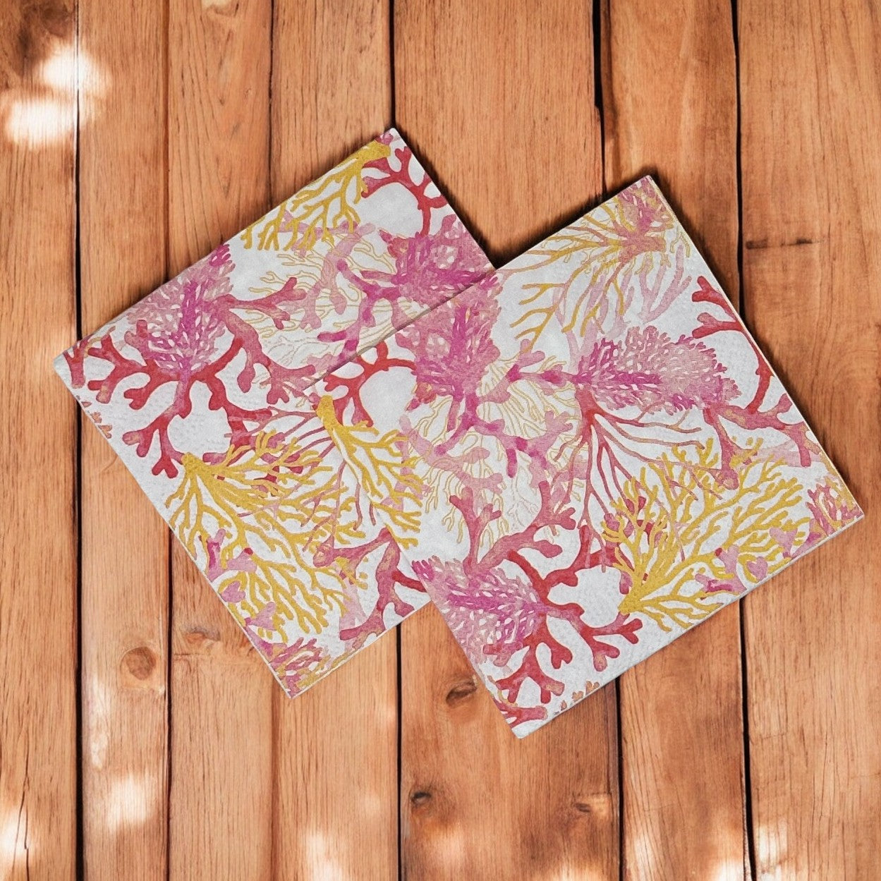Servilletas para decoupage con diseño de coral marino Tommy Bahama rosa naranja amarillo cóctel