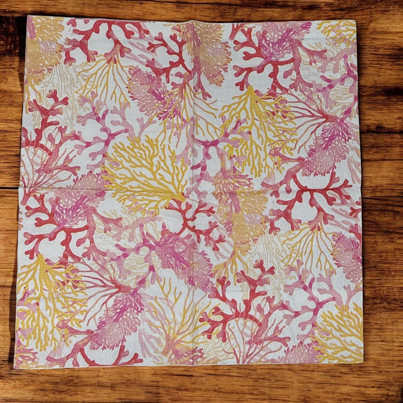 Servilletas para decoupage con diseño de coral marino Tommy Bahama rosa naranja amarillo cóctel