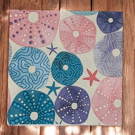 Servilletas con diseño de estrellas de mar para decoupage, papel para cócteles, color azul y verde, para días de playa y conchas marinas