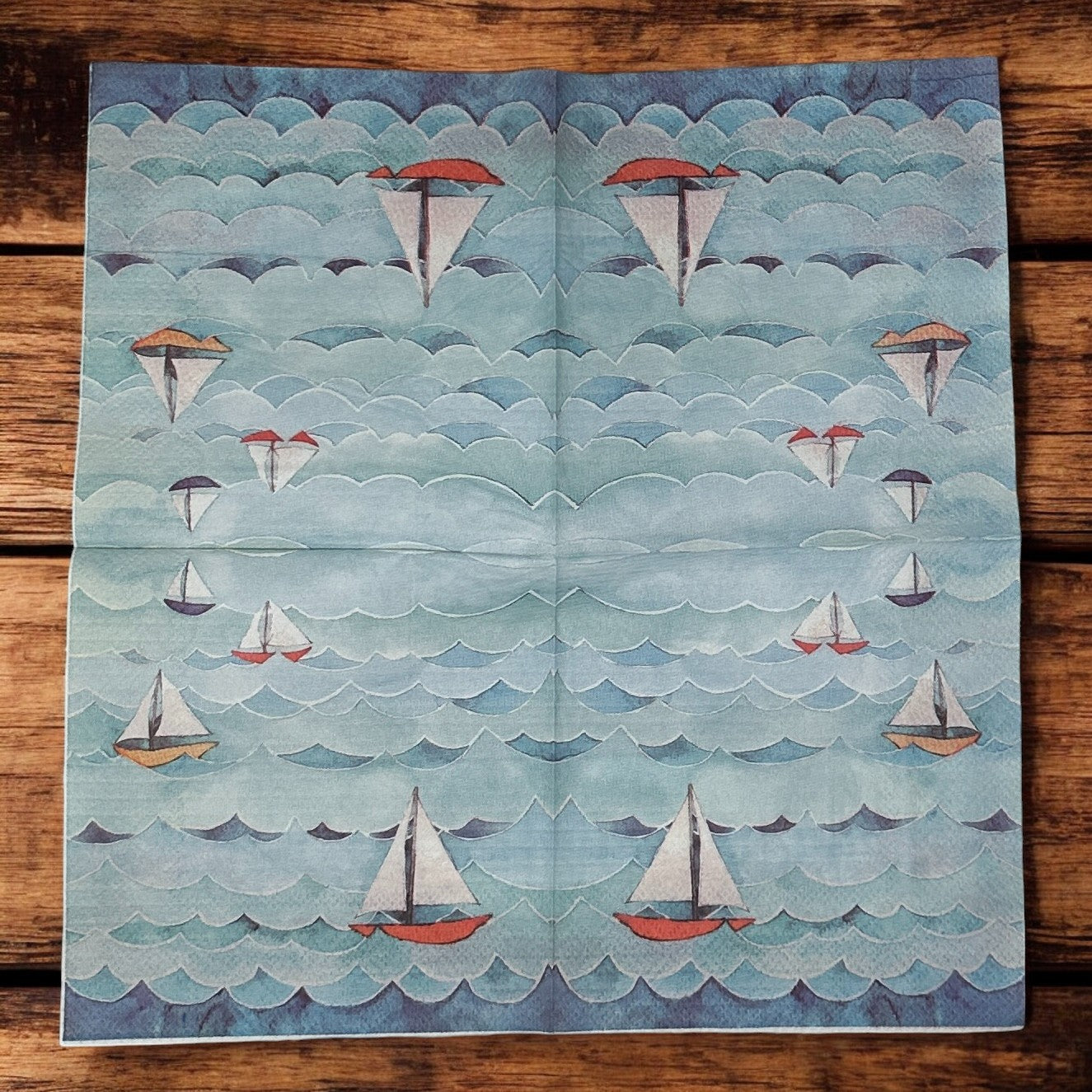 Servilletas con motivos náuticos para decoupage, papel para cóctel costero de Nueva Inglaterra, azul y rojo