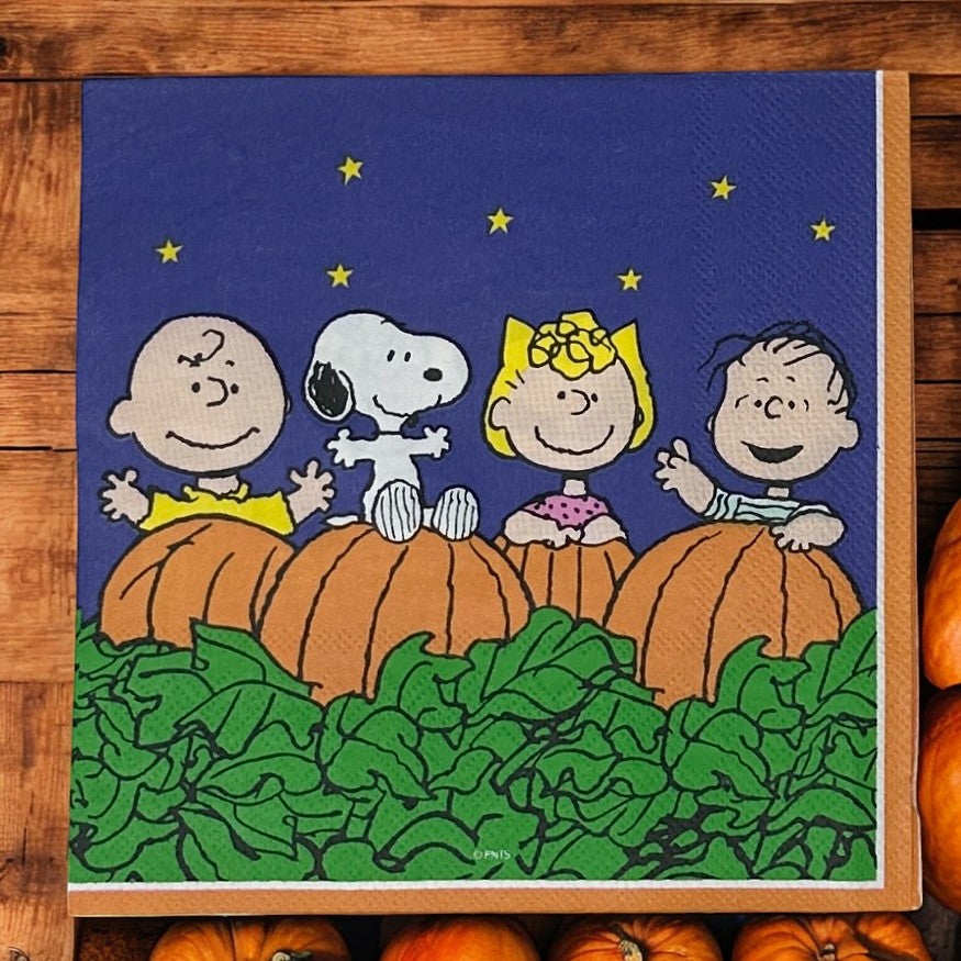 Great Pumpkin Charlie Brown Halloween Decoupage Napkins – Peanuts Luncheon Size Napkins with Snoopy, Linus & Lucy – Fall Crafting Supplies