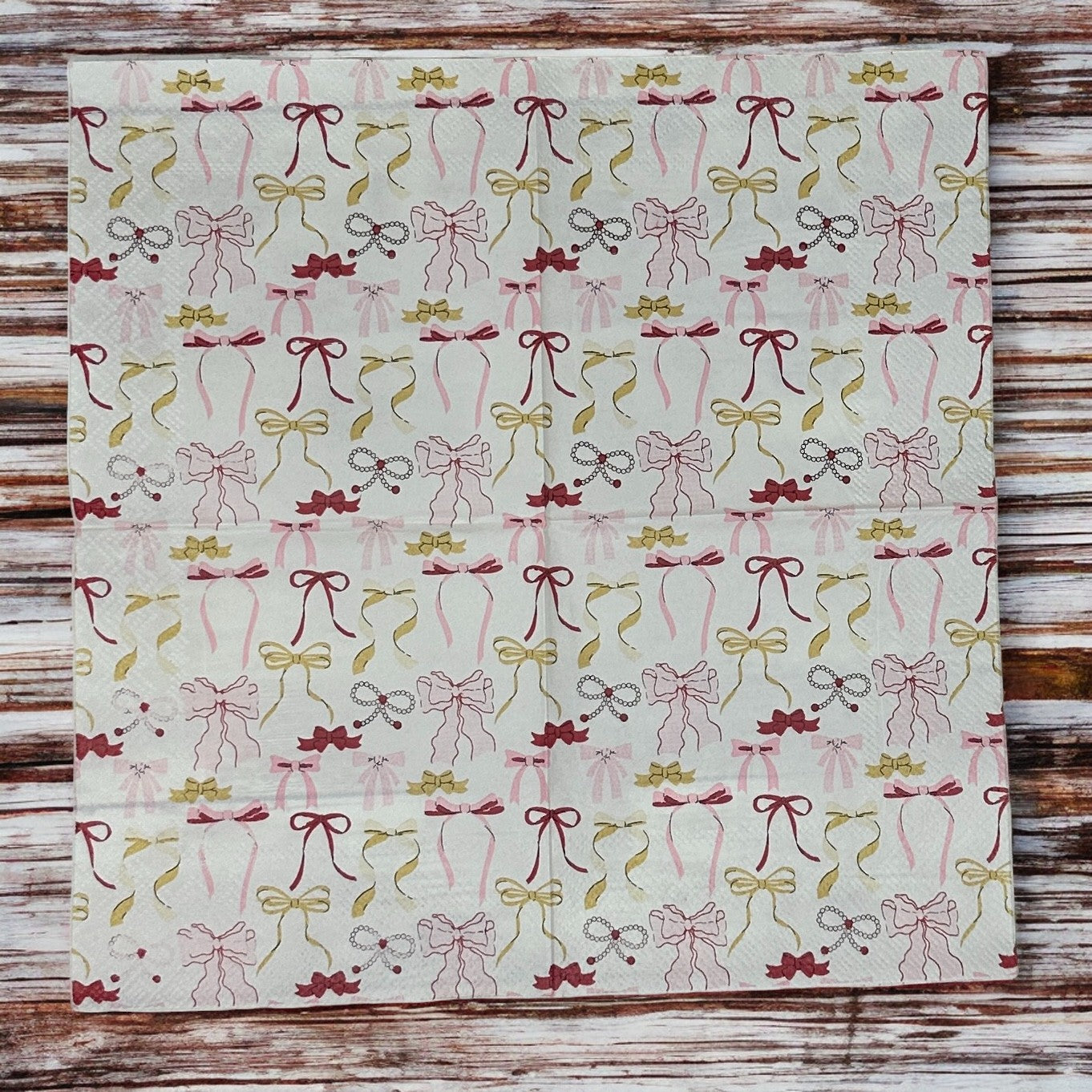 Decoupage Napkins Pink Bows Coquette Pearls Girly Cocktail Paper Crafts