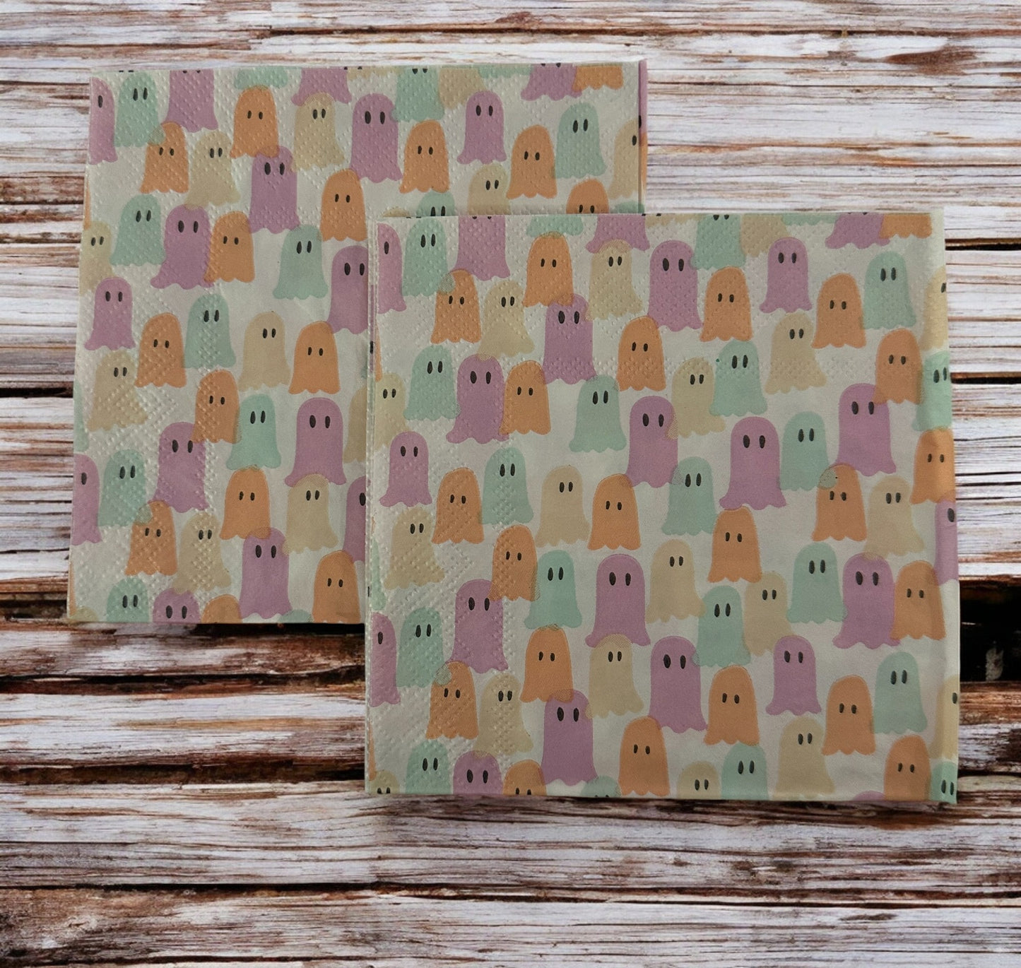 Decoupage Napkins Pastel Spooky Ghosts Fall Halloween Cocktail Paper Crafts