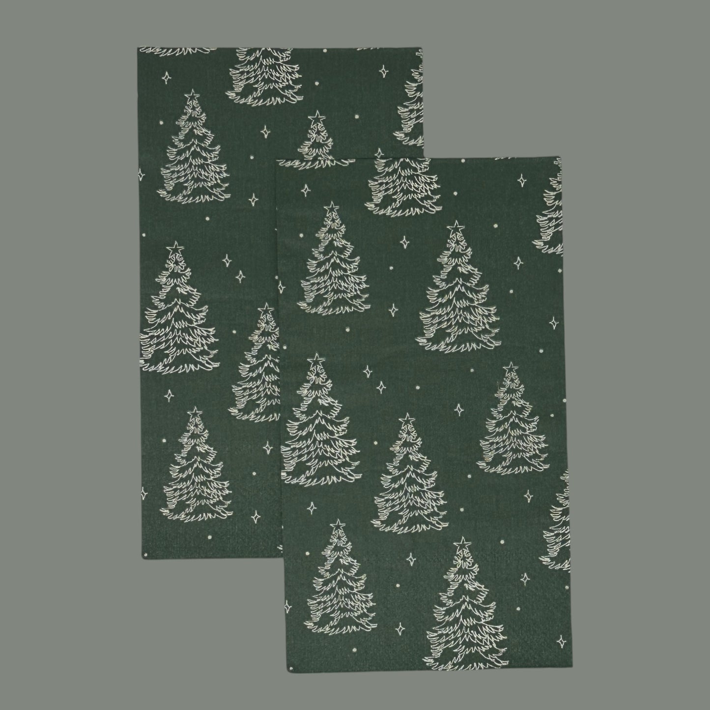 Decoupage Napkins Dark Evergreen Christmas Trees & Stars for Winter Paper Crafts, Holiday Decor, Scrapbooking Supplies