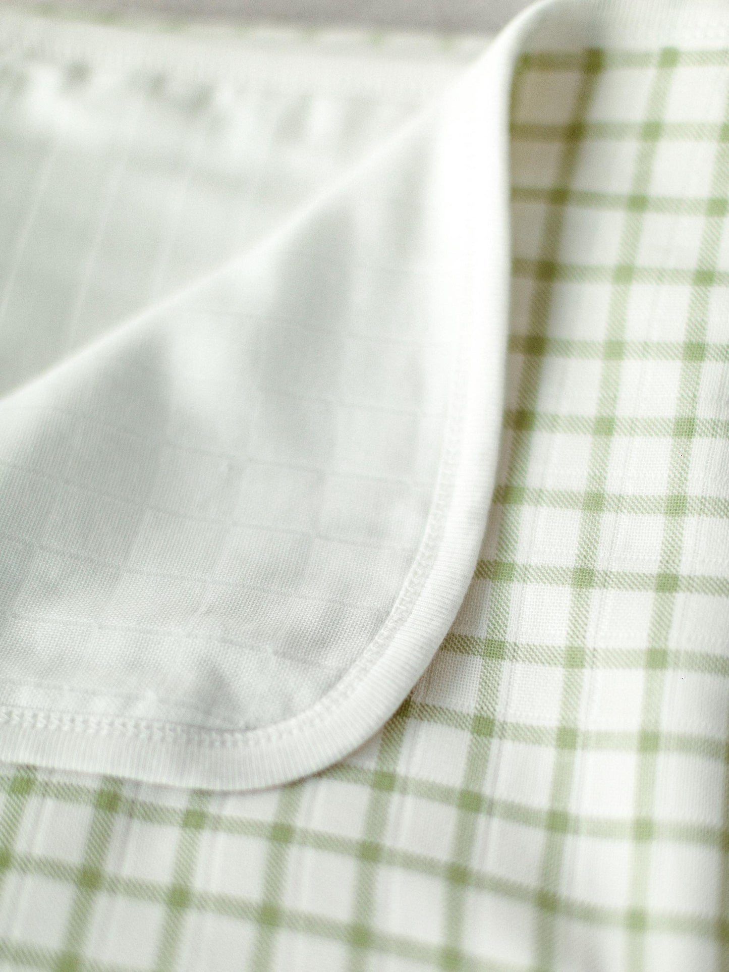 Muslin Blanket - Sage Windowpane / White