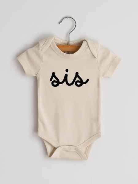 Sis Script Baby Organic Bodysuit Sister Outfit