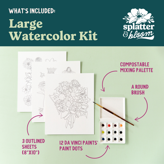 Spring Florals Watercolor Painting Kit - (Large)