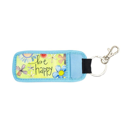 Llavero de bolsillo con la frase "Sé feliz"