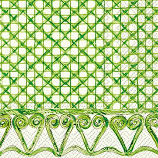 Botanical Cane Green Guest Decoupage Napkins – 8.5” x 4.5” (Set of 2)
