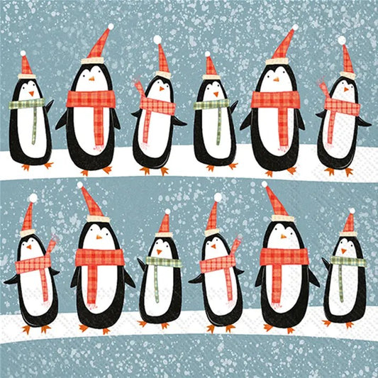 Christmas Penguins Cocktail Decoupage Napkins – 5” x 5” (Set of 2)
