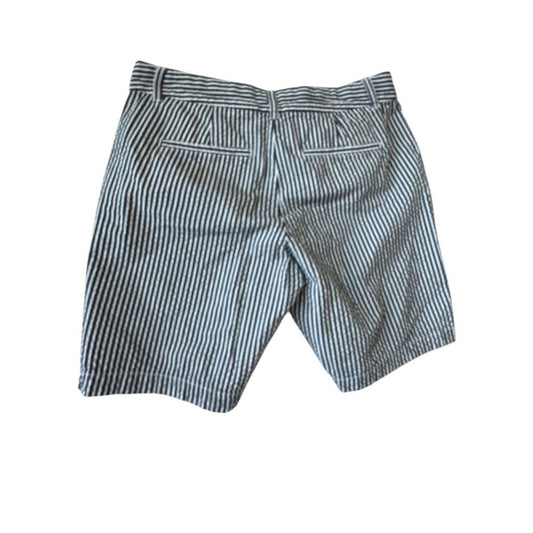 Crown & Ivy Women's Striped Shorts Size 6 Navy & White Seersucker 100% Cotton