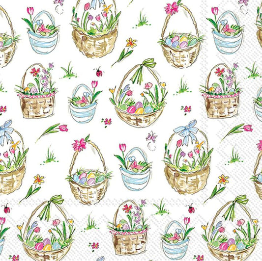 Easter Basket Cocktail Decoupage Napkins – 5” x 5” (Set of 2)