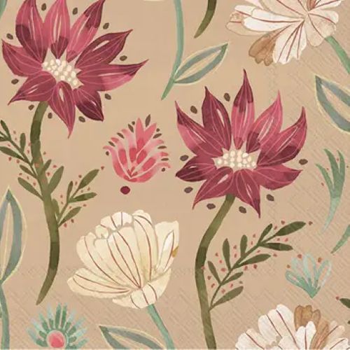Floralscape Cocktail Decoupage Napkins – 5” x 5” (Set of 2)