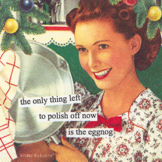 Sassy Funny Retro Holiday Cocktail Napkins for Funny Party Drinks The Only Thing Left to Polish Off is the Eggnog