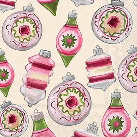 Jolly Christmas Ornament Luncheon Decoupage Napkins – 6.5” x 6.5” (Set of 2)