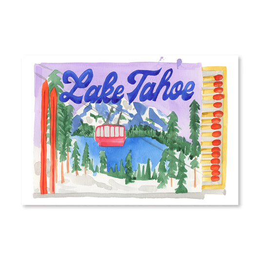 Lake Tahoe Ski Matchbook Art Print