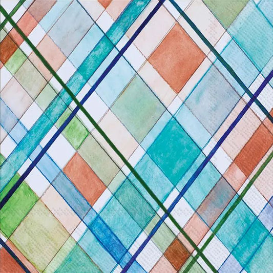 Madras Plaid Cocktail Decoupage Napkins – 5” x 5” (Set of 2)