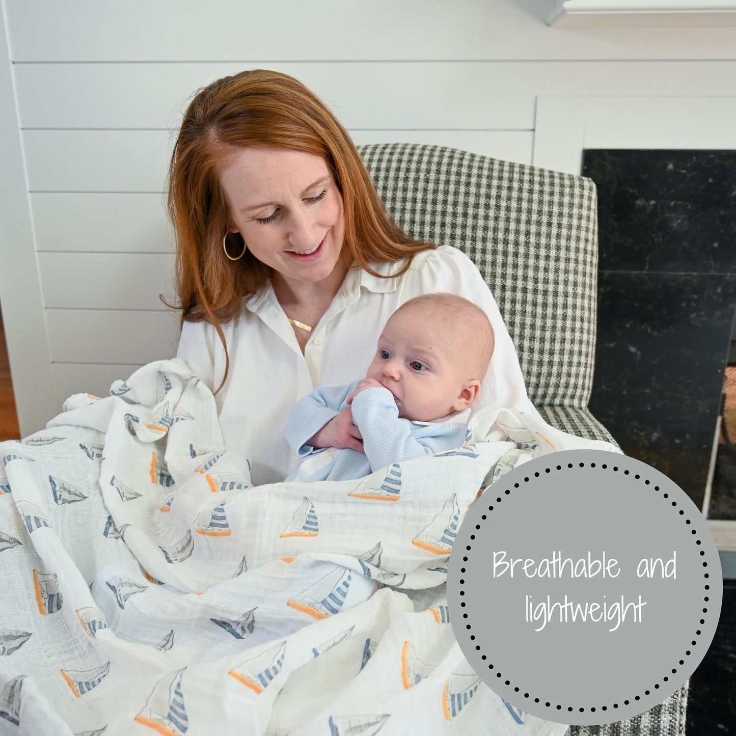 Sailing Away Baby Muslin Swaddle Blanket