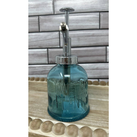 "MOJO MIS PLANTAS" Rociador de agua para jardín de vidrio de color azul