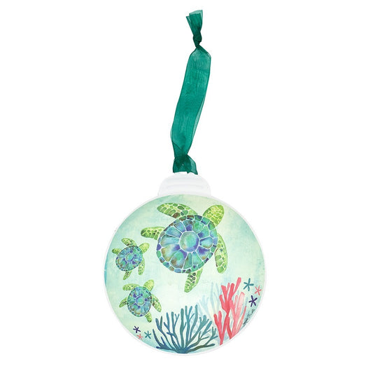 Adorno navideño de playa costera con forma de tortuga marina