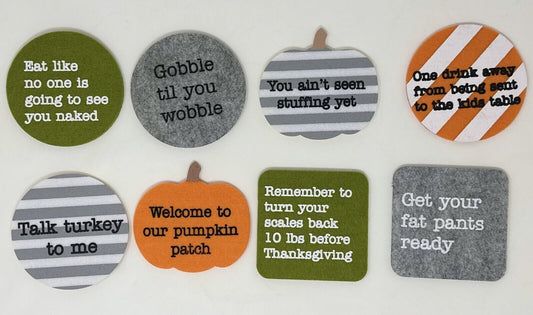 Posavasos de fieltro con motivo del Día de Acción de Gracias
