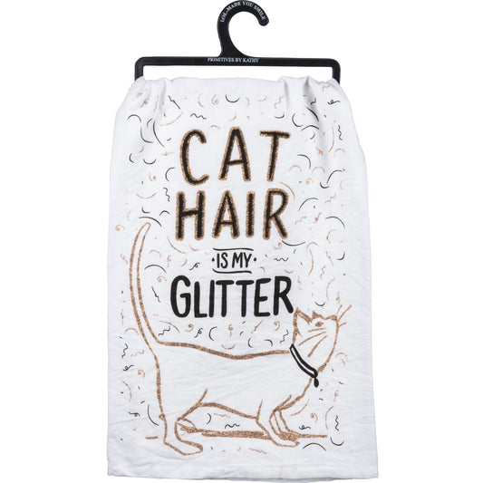 El pelo de gato es mi toalla de cocina con purpurina